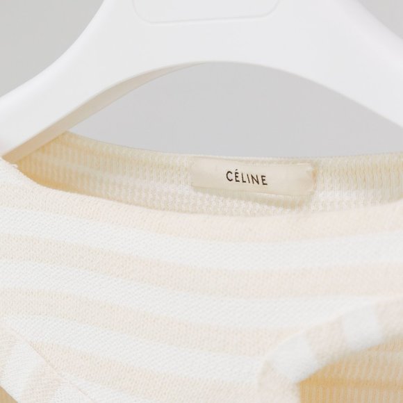 Celine R/17 Beige & White Cutout Striped Sweater - Picture 4 of 7
